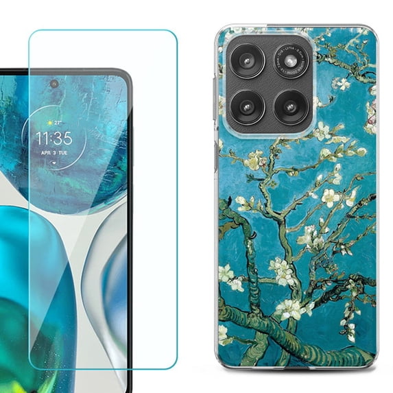 Shockproof Phone Case for Motorola Moto Edge 2026, by OneToughShield - Almond Blossom