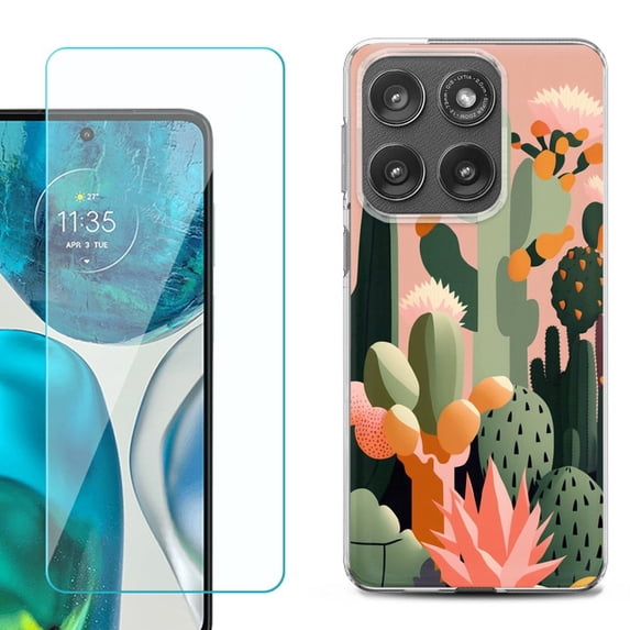 Shockproof Phone Case for Motorola Moto Edge 2026, by OneToughShield - Cactus
