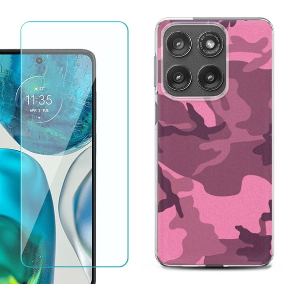 Shockproof Phone Case for Motorola Moto Edge 2026, by OneToughShield - Camo Pink