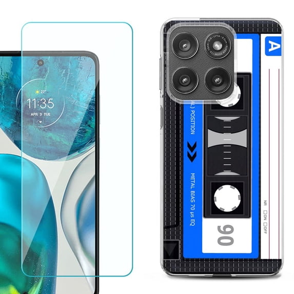 Shockproof Phone Case for Motorola Moto Edge 2026, by OneToughShield - Cassette Blue