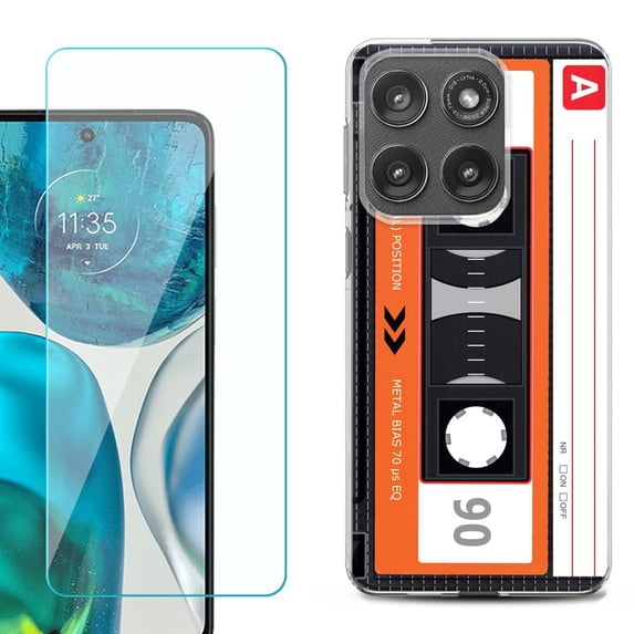 Shockproof Phone Case for Motorola Moto Edge 2026, by OneToughShield - Cassette Orange