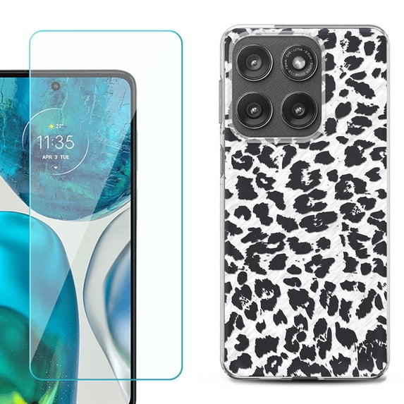 Shockproof Phone Case for Motorola Moto Edge 2026, by OneToughShield - Cheetah B/W