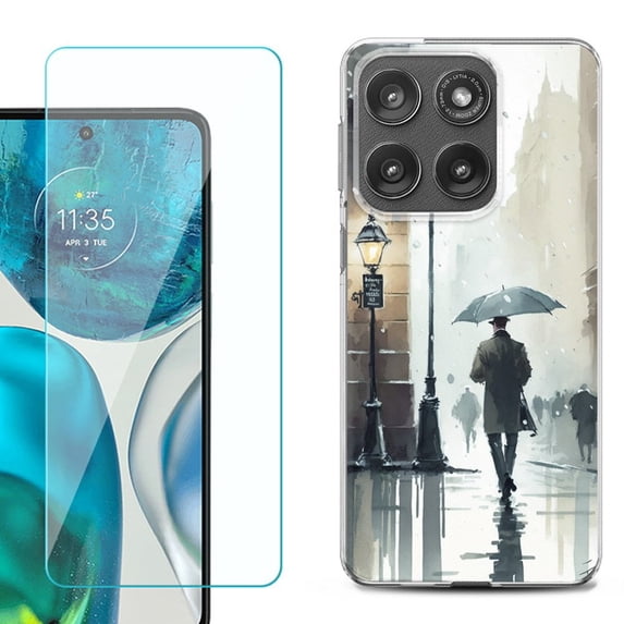 Shockproof Phone Case for Motorola Moto Edge 2026, by OneToughShield - City in the rain