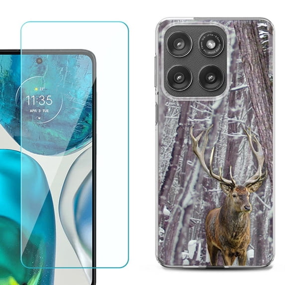 Shockproof Phone Case for Motorola Moto Edge 2026, by OneToughShield - Deer/Snow/Camo