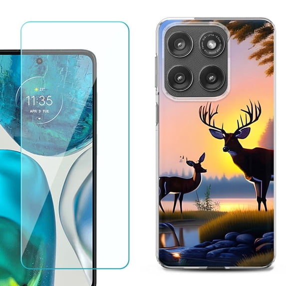 Shockproof Phone Case for Motorola Moto Edge 2026, by OneToughShield - Deer Sunset