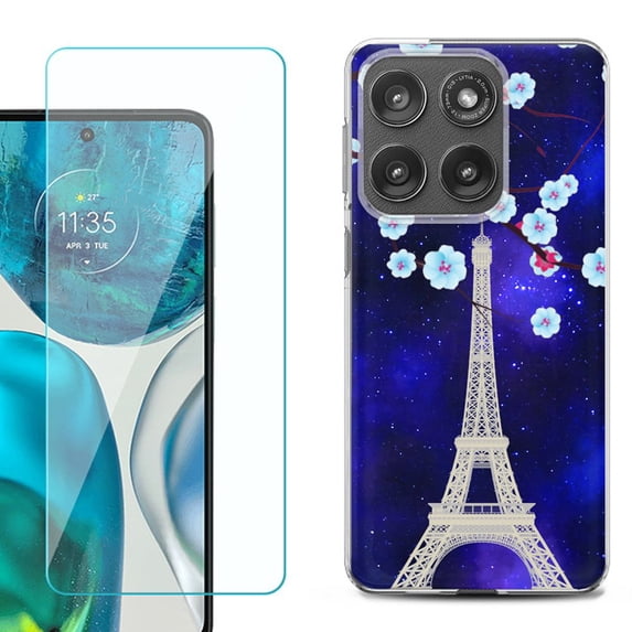 Shockproof Phone Case for Motorola Moto Edge 2026, by OneToughShield - Eiffel Tower Stars