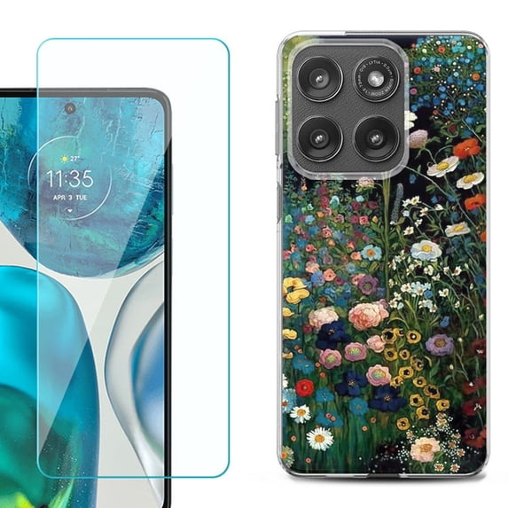 Shockproof Phone Case for Motorola Moto Edge 2026, by OneToughShield - Flowery Garden