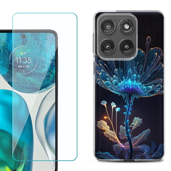Shockproof Phone Case for Motorola Moto Edge 2026, by OneToughShield - Glowing Flower