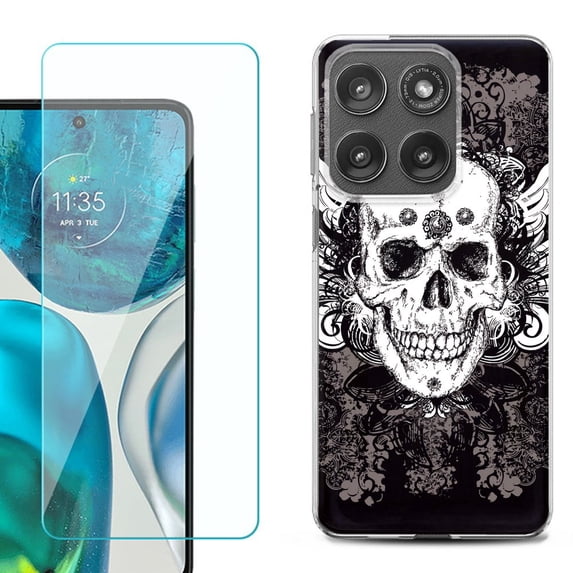 Shockproof Phone Case for Motorola Moto Edge 2026, by OneToughShield - Grunge Skull