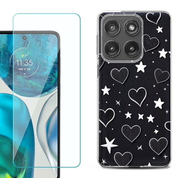 Shockproof Phone Case for Motorola Moto Edge 2026, by OneToughShield - Hearts n Stars