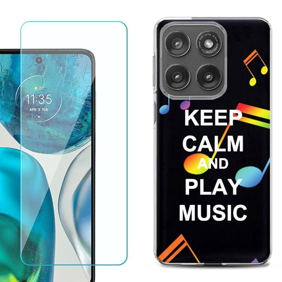 Shockproof Phone Case for Motorola Moto Edge 2026, by OneToughShield - Keep Calm Music