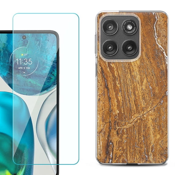 Shockproof Phone Case for Motorola Moto Edge 2026, by OneToughShield - Marble / Earth