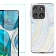 thumbnail image 1 of Shockproof Phone Case for Motorola Moto Edge 2026, by OneToughShield - Marble / Rainbow, 1 of 5