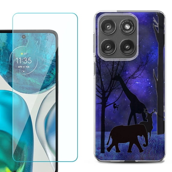 Shockproof Phone Case for Motorola Moto Edge 2026, by OneToughShield - Midnight Safari
