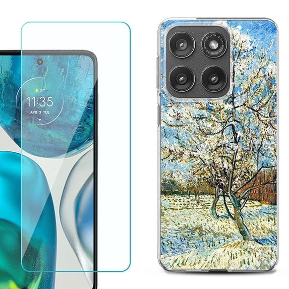 Shockproof Phone Case for Motorola Moto Edge 2026, by OneToughShield - Peach Tree Blossom