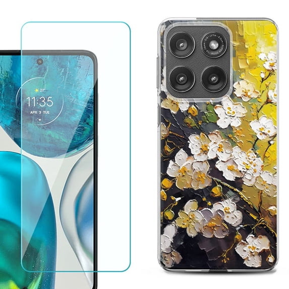 Shockproof Phone Case for Motorola Moto Edge 2026, by OneToughShield - Plum Flower