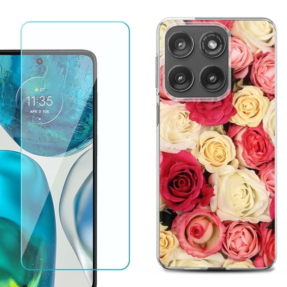 Shockproof Phone Case for Motorola Moto Edge 2026, by OneToughShield - Rose Bouquet