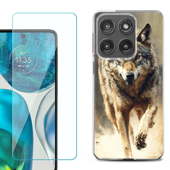 Shockproof Phone Case for Motorola Moto Edge 2026, by OneToughShield - Running Wolf