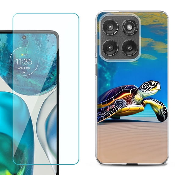 Shockproof Phone Case for Motorola Moto Edge 2026, by OneToughShield - Sea Turtle Beach