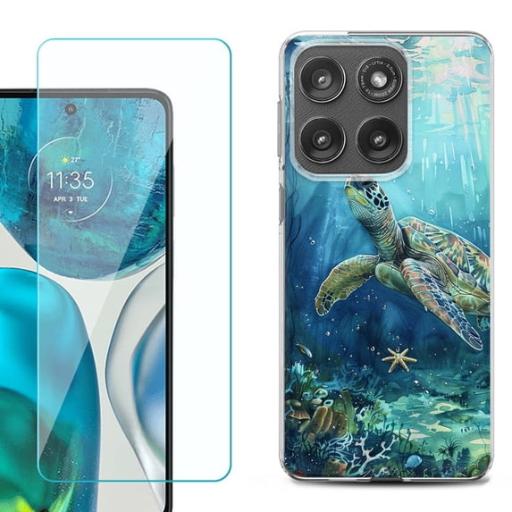 Shockproof Phone Case for Motorola Moto Edge 2026, by OneToughShield - Sea Turtle Undersea