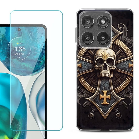 Shockproof Phone Case for Motorola Moto Edge 2026, by OneToughShield - Skull Art
