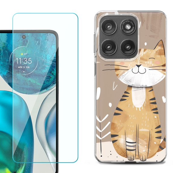 Shockproof Phone Case for Motorola Moto Edge 2026, by OneToughShield - Smiling Cat
