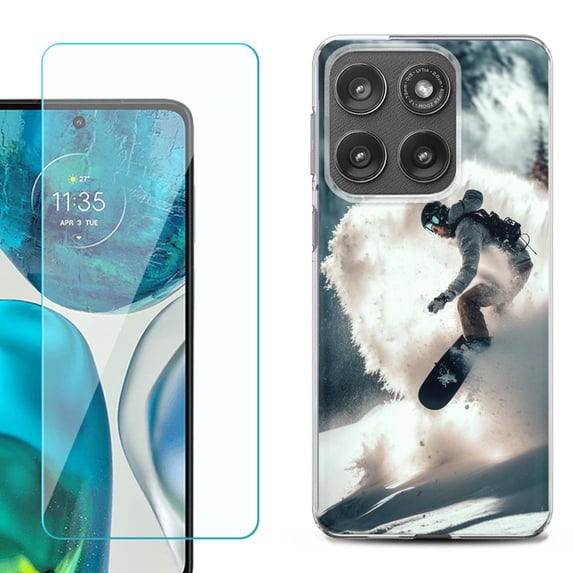 Shockproof Phone Case for Motorola Moto Edge 2026, by OneToughShield - Snowboarding