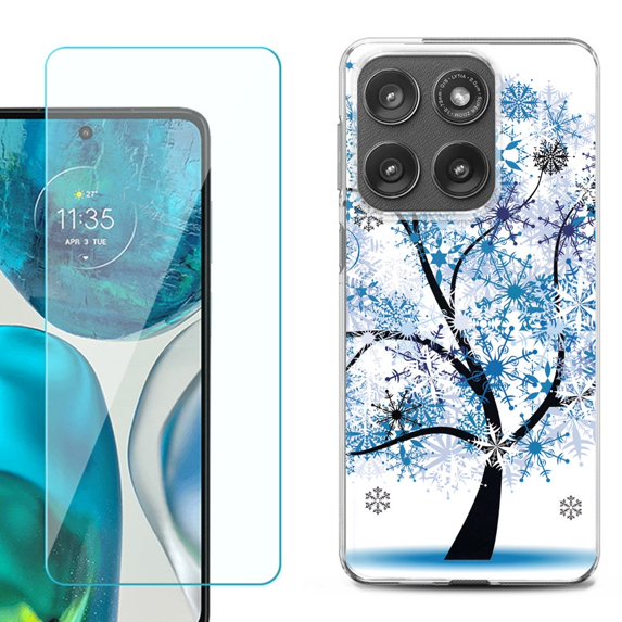Shockproof Phone Case for Motorola Moto Edge 2026, by OneToughShield - Snowflakes Tree