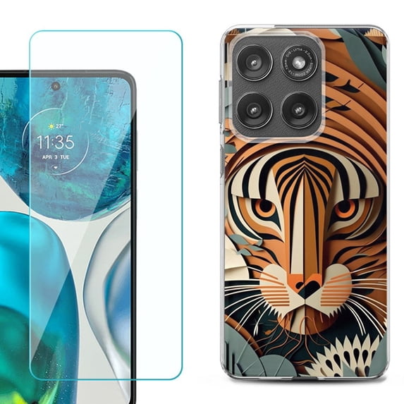 Shockproof Phone Case for Motorola Moto Edge 2026, by OneToughShield - Tiger Art