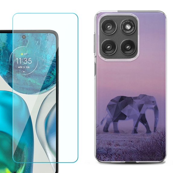 Shockproof Phone Case for Motorola Moto Edge 2026, by OneToughShield - Twilight Elephant