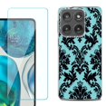 thumbnail image 1 of Shockproof Phone Case for Motorola Moto Edge 2026, by OneToughShield - Victorian Blue/Black, 1 of 5