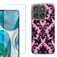 thumbnail image 1 of Shockproof Phone Case for Motorola Moto Edge 2026, by OneToughShield - Victorian Pink/Black, 1 of 5
