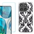 thumbnail image 1 of Shockproof Phone Case for Motorola Moto Edge 2026, by OneToughShield - Victorian White/Black, 1 of 5