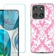 thumbnail image 1 of Shockproof Phone Case for Motorola Moto Edge 2026, by OneToughShield - Victorian White/Pink, 1 of 5
