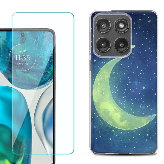 Shockproof Phone Case for Motorola Moto Edge 2026, by OneToughShield - Whimsical Moon