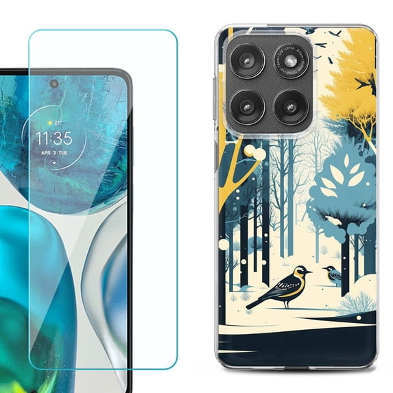 Shockproof Phone Case for Motorola Moto Edge 2026, by OneToughShield - Winter Birds