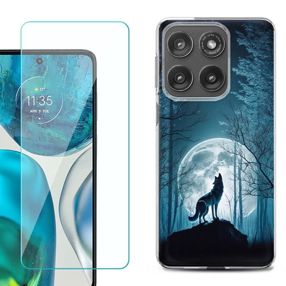 Shockproof Phone Case for Motorola Moto Edge 2026, by OneToughShield - Wolf Moon