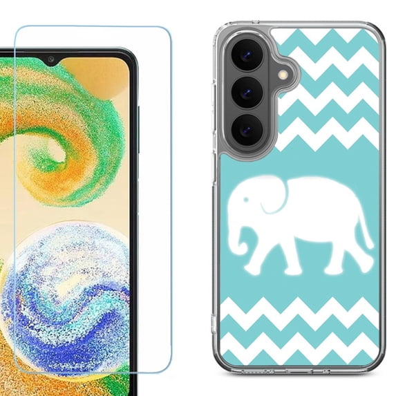 Shockproof Phone Case for Samsung Galaxy A27 5G, by OneToughShield - Chevron/Elephant