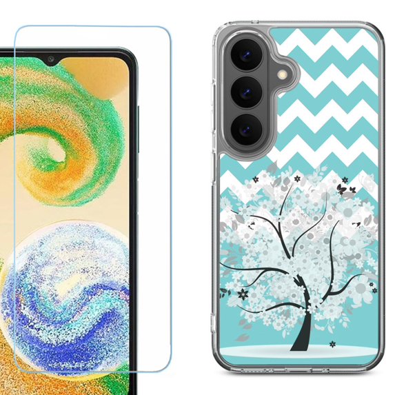 Shockproof Phone Case for Samsung Galaxy A27 5G, by OneToughShield - Chevron/Tree