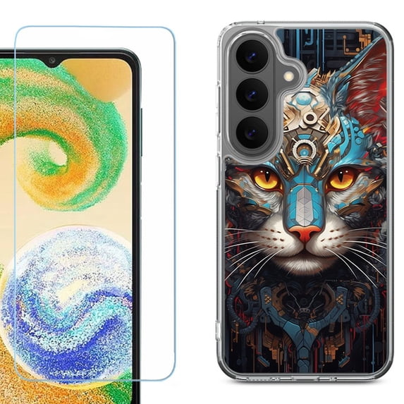 Shockproof Phone Case for Samsung Galaxy A27 5G, by OneToughShield - Cyberpunk Cat