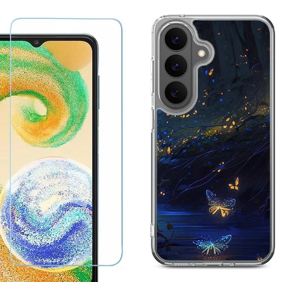 Shockproof Phone Case for Samsung Galaxy A27 5G, by OneToughShield - Fireflies Butterfly