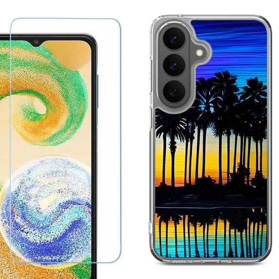 Shockproof Phone Case for Samsung Galaxy A27 5G, by OneToughShield - Palmtree