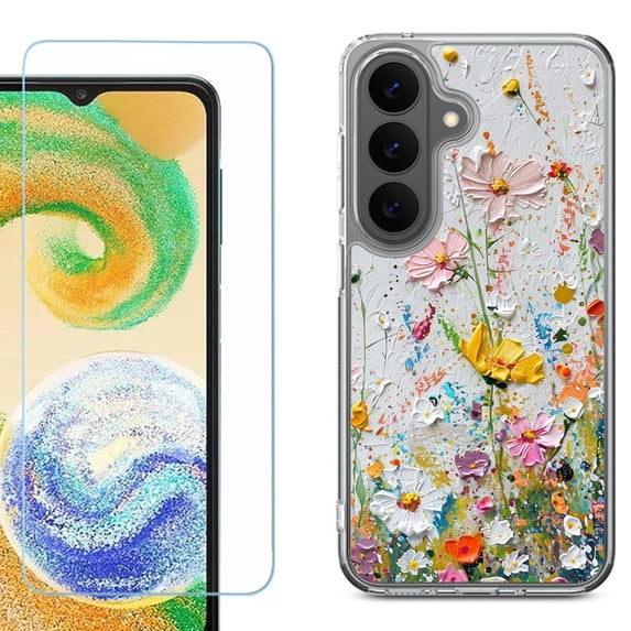 Shockproof Phone Case for Samsung Galaxy A27 5G, by OneToughShield - Pastel Flowers