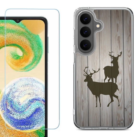 Shockproof Phone Case for Samsung Galaxy A27 5G, by OneToughShield - Wood/Deer