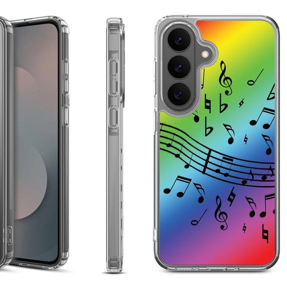 Shockproof Phone Case for Samsung Galaxy A37 5G, by OneToughShield - Music Notes / Rainbow
