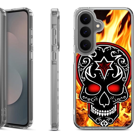 Shockproof Phone Case for Samsung Galaxy A37 5G, by OneToughShield - Skull Flames