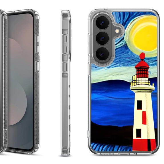Shockproof Phone Case for Samsung Galaxy A37 5G, by OneToughShield - Starry Night Lighthouse