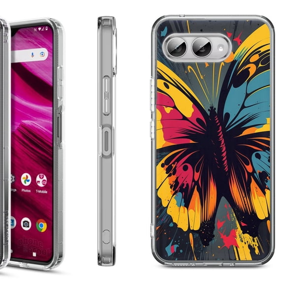 Shockproof Phone Case for T-Mobile Revvl 8, by OneToughShield - Abstract Butterfly