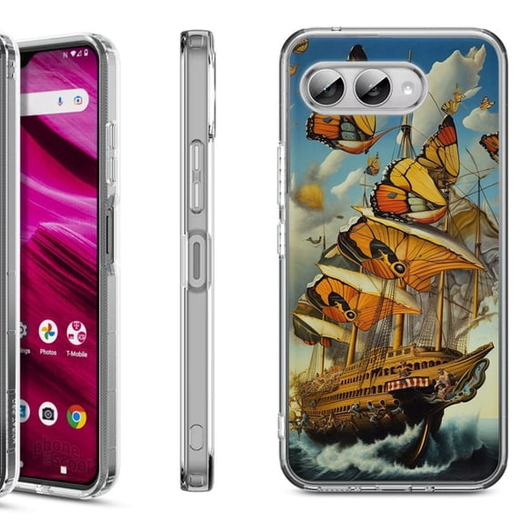 Shockproof Phone Case for T-Mobile Revvl 8, by OneToughShield - Butterfly Ship