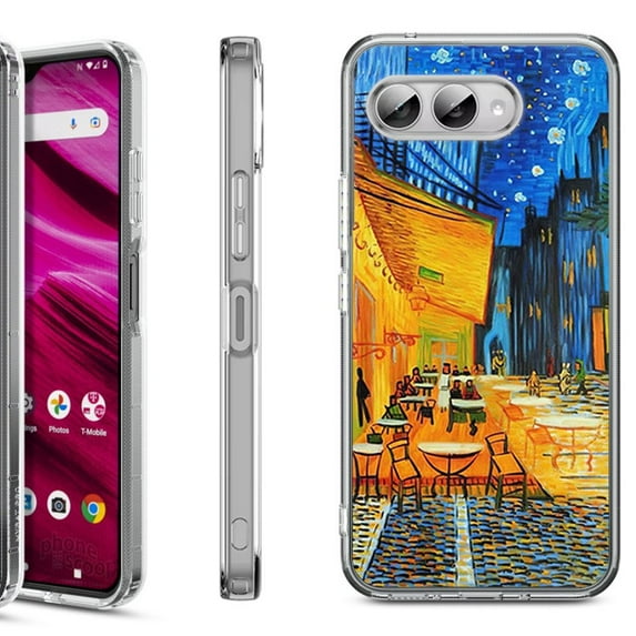 Shockproof Phone Case for T-Mobile Revvl 8, by OneToughShield - Cafe Terrace